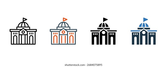 Ilustración vectorial de estilo de icono múltiple de gobierno