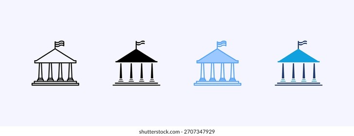 Icono de la oficina del gobierno fijado elemento múltiple de la Colección del estilo para el diseño