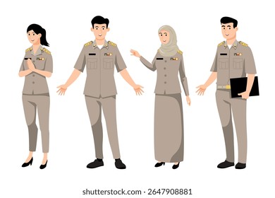 Conjunto de caracteres de oficial do governo na ilustração vetorial de estilo moderno