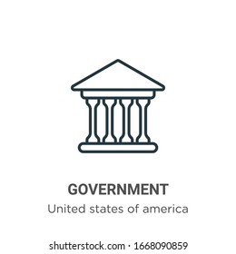 Government outline vector icon. Thin line black government icon, flat vector simple element illustration from editable united states of america concept isolated stroke on white background