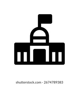 Gobierno. Icono de Vector de trazo delineado con detalles rellenos de negro.