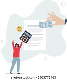 Government payment calculation after accounting annual budget analysis.flat design with people.