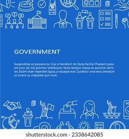 Government and politics line banner with place for text. Vector illustration.