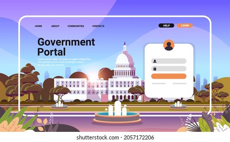 government portal website landing page template cityscape background horizontal copy space