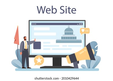 Government PR online service or platform. Political party or political institutions public administration and promotion. Website. Flat vector illustration