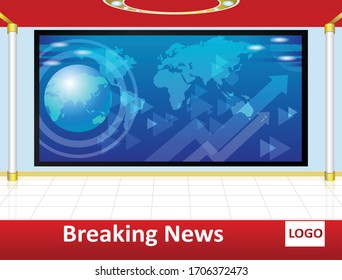 Government and Private National International Digital News Channel  Technology background. golden color scheme. 3D Vector Illustration