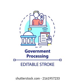 Government processing concept icon. Online website. Digital first service abstract idea thin line illustration. Isolated outline drawing. Editable stroke. Arial, Myriad Pro-Bold fonts used