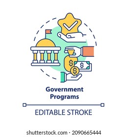 Government programs concept icon. Small business development. Startup launching assistance abstract idea thin line illustration. Vector isolated outline color drawing. Editable stroke