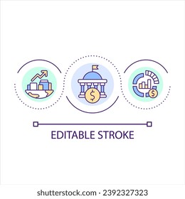Government regulation of economic development loop concept icon. Financial sector increasing program abstract idea thin line illustration. Isolated outline drawing. Editable stroke