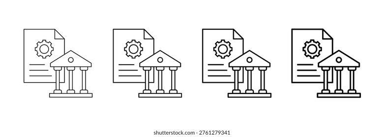 Government Services Icons Vector Set In Different Stroke Line Style