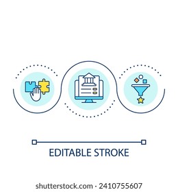 Government services UX loop concept icon. Filter information about users. Interactive official website abstract idea thin line illustration. Isolated outline drawing. Editable stroke. Arial font used