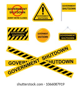 Government Shutdown Sign Vector Set Blackandyellow Stock Vector ...