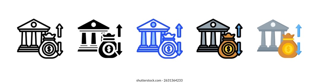 Government Spending Icon Collection With Multiple Styles