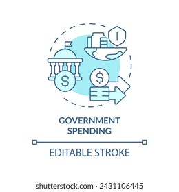 Government spending soft blue concept icon. National debt, budget deficit. Federal expenses, inflation. Round shape line illustration. Abstract idea. Graphic design. Easy to use in brochure, booklet