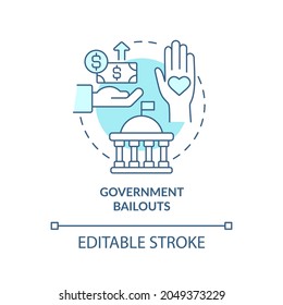 Government Support Concept Icon. Bankruptcy Prevention. Financial Bailout From Government Abstract Idea Thin Line Illustration. Vector Isolated Outline Color Drawing. Editable Stroke