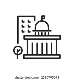 Government thin line icons. Perfect pixel on transparent background