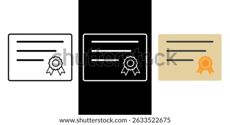 Government training program certificate icon in outline, dark mode, and color styles, vector illustration of official recognition document for completing public sector training.
