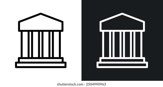 Government vector icon set black and white filled and outlined style.