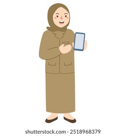 government worker standing confidance pns wearing khaki uniform illustration
