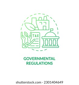 Governmental regulations green gradient concept icon. Bioeconomy monitoring. Bio based materials development idea thin line illustration. Isolated outline drawing. Myriad Pro-Bold font used