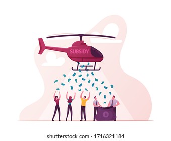 Governmental Support for Quarantined Worker Characters Concept. Paid Leave, Employment Insurance, Wage Subsidy for Business Employees, Sickness Benefits Support. Cartoon People Vector Illustration