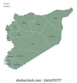 Gouverneure und Verwaltungskarte Syriens.