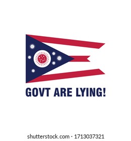 Govt are lying. Open Ohio Protest Poster Design. Against Lockdown in Ohio State of US. Vector Illustration. 