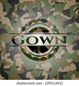 Gown camo emblem. Vector Illustration. Detailed.