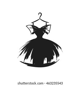 gown hand drawing sketch female monochrome short on a hanger