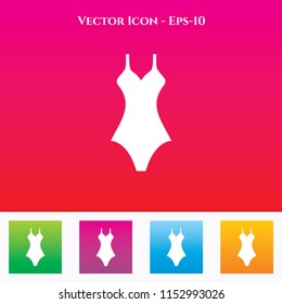 Gown Icon in Colored Square box. eps-10