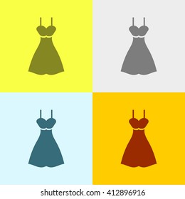 Gown Icon on Four Different Backgrounds. Eps-10.