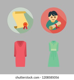 gown icon set. vector set about dress, graduate and diploma icons set.