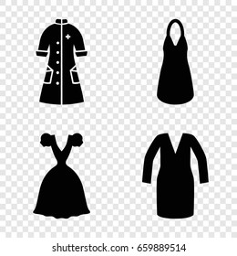 Gown icons set. set of 4 gown filled icons such as dress