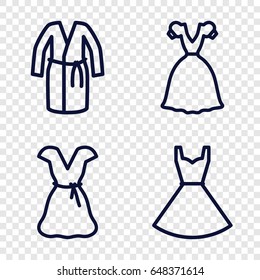 Gown icons set. set of 4 gown outline icons such as