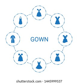 gown icons. Trendy 8 gown icons. Contain icons such as dress, nurse gown. gown icon for web and mobile.