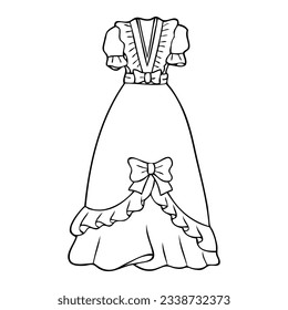 gown line vector illustration,isolated on white background,top view