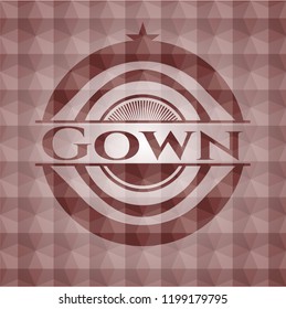 Gown red emblem with geometric pattern background. Seamless.