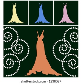 gown with  variety of color choices and extra elements vector