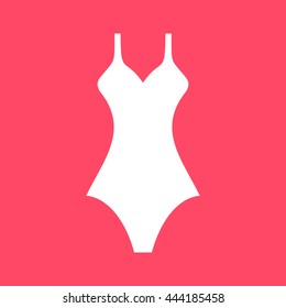 Gown white icon on magenta color background. Eps-10.