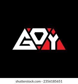 GOY triangle letter logo design with triangle shape. GOY triangle logo design monogram. GOY triangle vector logo template with red color. GOY triangular logo Simple, Elegant, and Luxurious design.