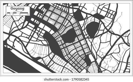 Goyang South Korea City Map in Black and White Color in Retro Style. Outline Map. Vector Illustration.