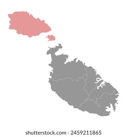 Gozo and Comino District map, administrative division of Malta. Vector illustration.