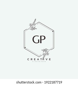 GP Beauty Vektor Initial Logo Kunst, Handschrift Logo Initialen Signatur, Hochzeit, Mode, Schmuck, Boutique, Blumen und botanisch mit kreativen Vorlage für jedes Unternehmen oder Unternehmen.