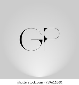 GP Black thin minimalist LOGO Design with Highlight on Gray background.