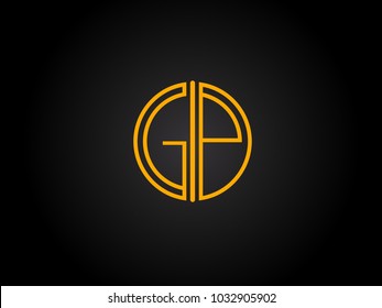 GP Circle Shape golden yellow Letter logo Design
