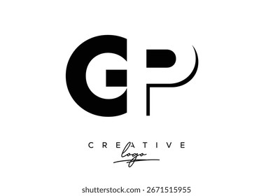 Logotipo creativo de espacio negativo minimalista de GP con monograma moderno para marca y logotipo de marca comercial con letras iniciales Diseño de logotipo para marca.