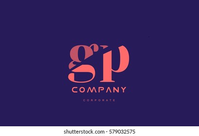 gp g p alphabet small letter blue pink creative design vector company logo icon template 