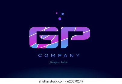 gp g p  creative color blue background pink purple magenta alphabet letter company logo vector icon