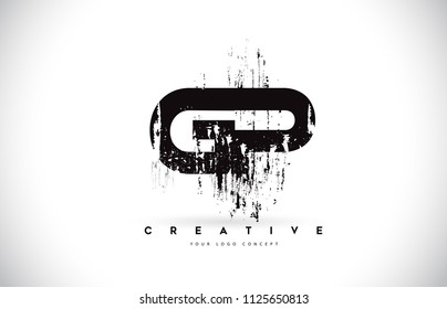 GP G P Grunge Brush Letter Logo Design in Black Colors. Creative Brush Letters Vector Illustration.