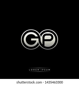 GP G P initial letter linked circle capital monogram logo modern template silver color edition